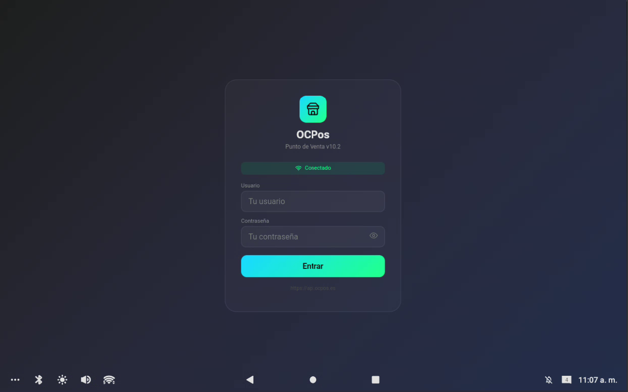 Login OCPos en terminal Sunmi